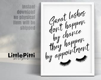 Beauty salon decor, lashes print, eyelashes print, lashes wall art, beauty print, Great lashes, digital print, beauty salon wall art
