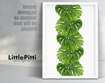 Tropical plants, palm leaf wall art, tropical print, monstera print, tropical decor, modern prints, tropical leaf, modern tropical wall art