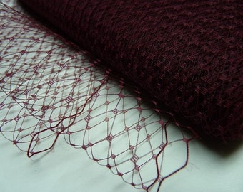 9" birdcage veil, burgundy Russian veil, French veil, millinery veil, burgundy veiling, millinery supplies, netting, DIY