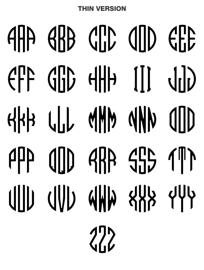 Download Circle Thin Monogram Alphabet Font SVG DXF EPS Cricut Design
