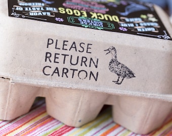 Please Return Carton Stamp - Duck Egg Carton Stamp - Customizable with your Favorite Duck Breed - Return Carton Stamp - Hand-drawn Ducks
