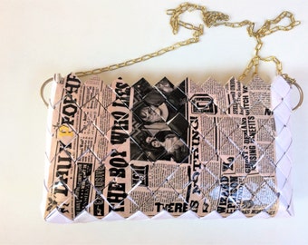 Harry Potter purse, Daily Prophet purse, Recycled Book purse, Eco Friendly purse,candy wrapper purse,Harry Potter Crossbody Bag