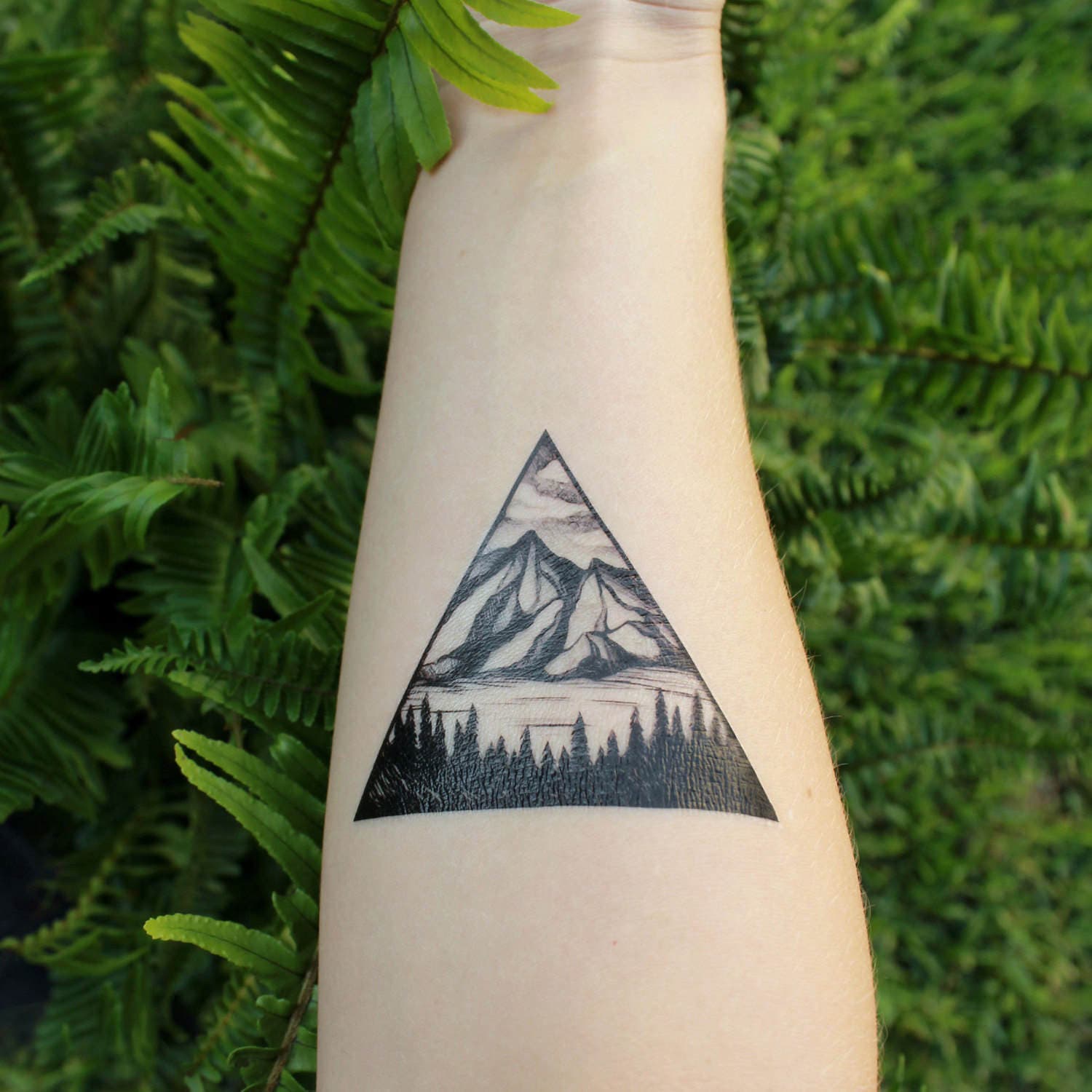 triangle mountain amp pine forest scene temporary tattoo triangle mountain amp pine forest scene temporary tattoo