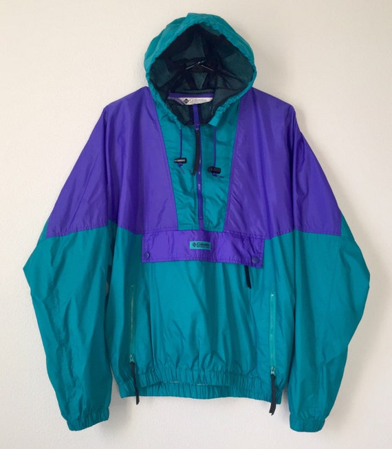 Vintage 90s COLUMBIA neon ski colorblock windbreaker jacket