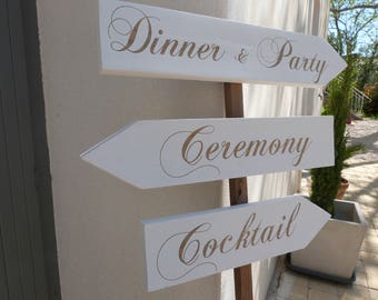 Panneaux direction en bois pour mariage. Pancartes PERSONNALISABLE mariage. Flèche mariage.Signalétique bois. Wedding wood sign