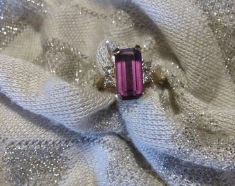 Vintage Avon amethyst and cz ring size 5.75