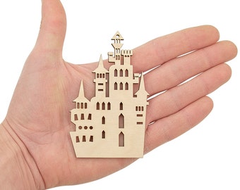 Wooden Witches Castle (10cm) Shape, Halloween, Fairytale Castle, Art Projects Craft Decoration Gift Decoupage Ornament MG000454