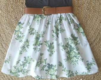 Womens skirt vintage womens skirt upcycled clothing unique clothes womens clothes ladies skirt girls skirt vintage clothing green floral