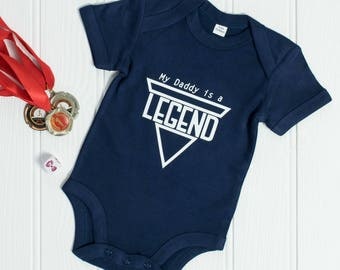 Legendary Dad baby grow - baby gift idea for new dad - 1st Father's Day or birthday baby onesie from baby boy - Daddy is a legend Baby vest