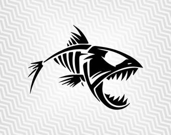 Skeleton Fish Svg, Piranhas Cutout, Vector, Cricut, Silhouette Cameo, die cut, instant download, Digital Cut, Print Files, Svg Files, Dxf