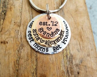 Personalized stamped grandma keychain Grandmother gift Grandma gift Custom grandmother keychain. Grand kids names Grandma from grandchildren