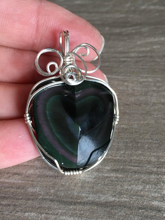 Rainbow Obsidian Sterling Silver Wrapped Pendant