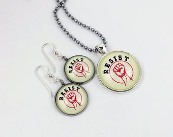 Resist Earrings Resist Necklace Resist Jewelry Set on SALE RENS1
