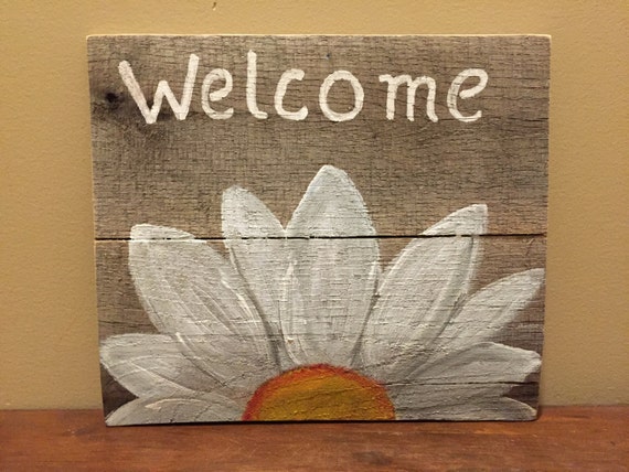 Daisy Welcome Sign Daisy Wooden Welcome Sign Spring Sign