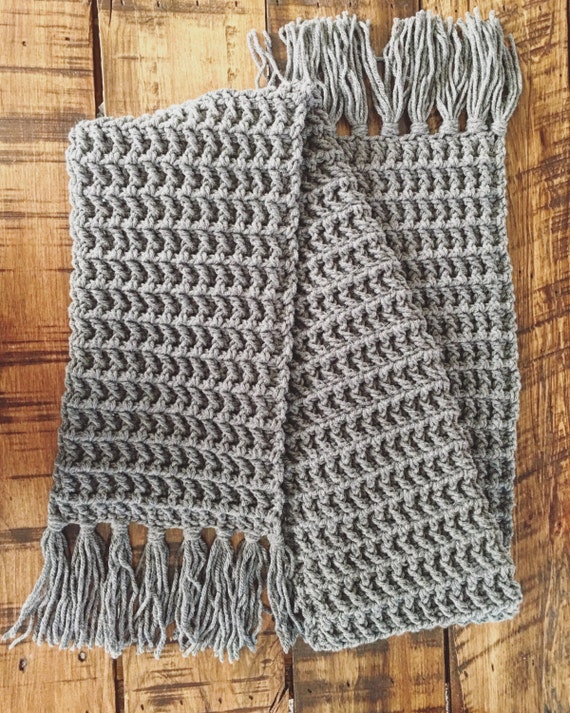 Crochet fringe waffle scarf crochet scarf by TackettRusticDesigns