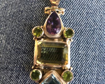 Sterling Charm with Amethyst, Blue Topaz, etc.
