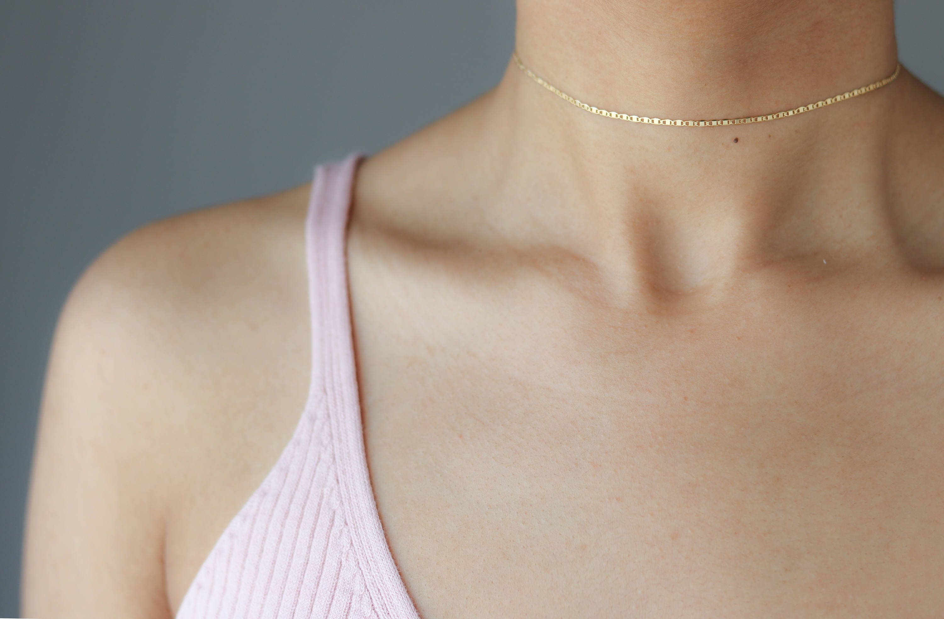 Dainty Silver Choker Delicate Silver Necklace Layering 8006