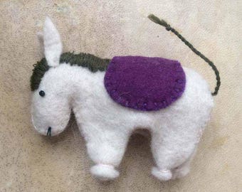 felt donkye, felt toy donkye, hand-falted donkye