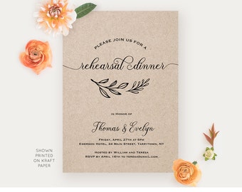 Wedding Rehearsal Dinner Invitation Template INSTANT