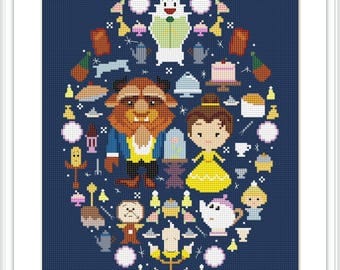 Disney cross stitch pattern Beauty and the Beast cross stitch PDF Instant Download Disney princess Belle cross stitch X235