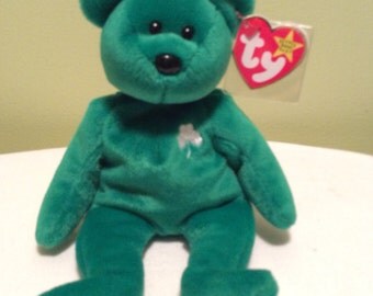 Ty Beanie Baby Erin Green Shamrock Plush Bear St Patricks Day Gift March 17th