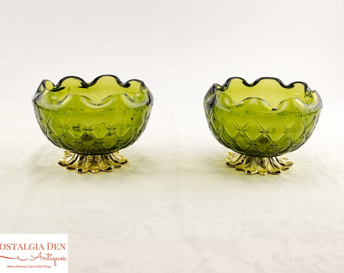 MCM Decorative Bowls | Duette Diamond Pattern | Indiana Glass