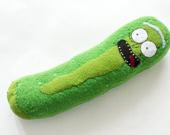 Rick and Morty Inspired Pickle Rick , cucumber soft plush toy, approx. 9 in long, + a name stitched on it (you choose)