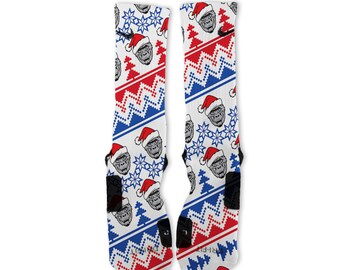 Custom Harambe Christmas Sweater Blue Nike Elites Socks