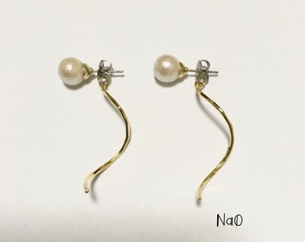 Pearl × wave earrings