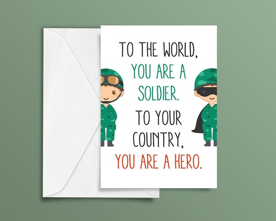 Soldier Card Thank you card Hero Card Male Soldier Female