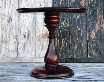 12" Wood Cake Stand Wooden Cake Stand Tabletop decor Cake Stand Wedding Dark cherry
