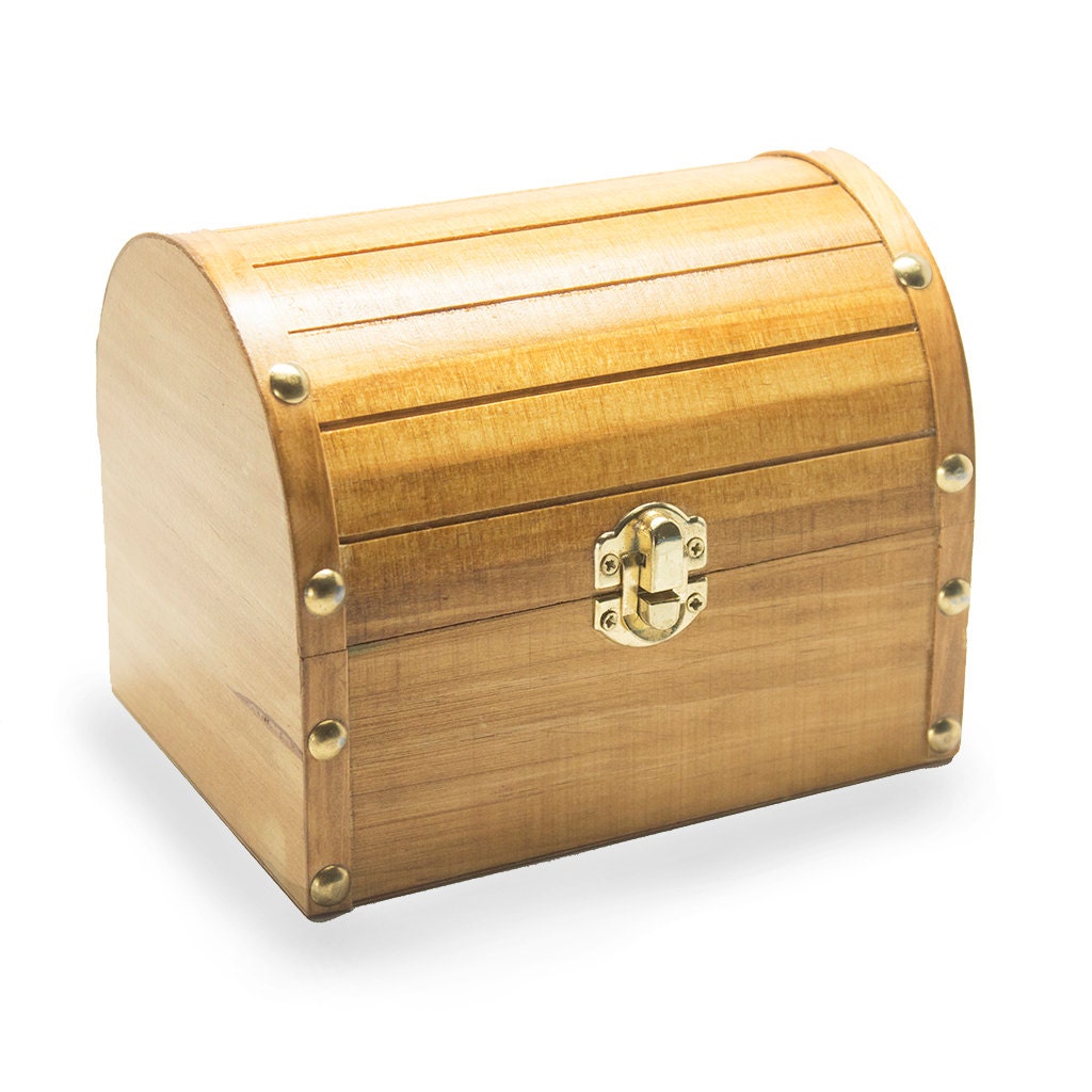 Round Wooden Treasure Chest Stash Box Keepsake Box Jewelry