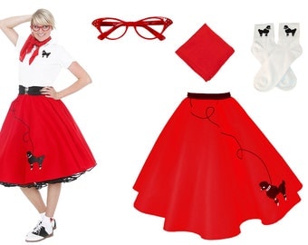 4 pc 50's Adult POODLE SKIRT Outfit