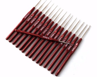 16pcs Plastic Handle Crochet Hooks Handle Knitting Needles Set