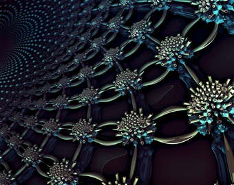 A3 Fractal Poster - Indras Net - Psychedelic Art Print - Digital Art - Fractal Art - Surreal Home Decor - Wall Hanging - Trippy Art
