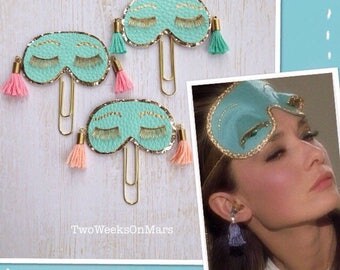 Breakfast at Tiffany's Audrey Hepburn sleep mask with tassels TN planner clip/ paper clip