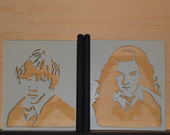 Harry potterBookend . Ron, Hermione y harry, hogwarts, harry potter gifts, literary gifts, wooden bookends, bookends.