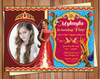 Princess Elena of Avalor party photo invitation, Elena Avalor party Chalkboard invitation, Elena of Avalor invitation, Thank you card free!