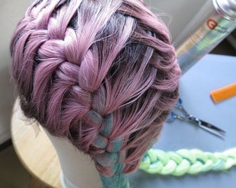 Hand Braided Rainbow Color Kylie Jenner Look Synthetic Lace Front Wig