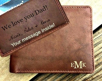 Personalized men's wallet • custom engraved wallet • personalized gift for dad, personalized Fathers day gift • Toffee* 7751