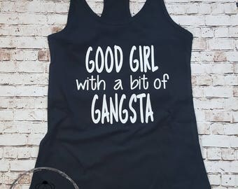 Funny Workout Tank, Crossfit Tank Gym Shirt, Runners Top Racerback Tank, Gangsta Shirt Gym Tank, Funny Gym Tee Gangster Rap Shirt