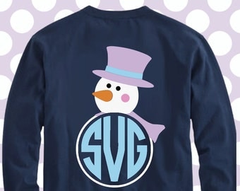 Snowman monogram svg, snowman svg, christmas monogram svg, SVG, DXF, EPS, cut file, santa hat svg, snowman cut file, snowman dxf, cricut