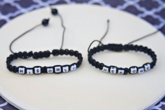 DesignbyZoe - Her One His Only Couple Bracelet, Boyfriend Girlfriend ...