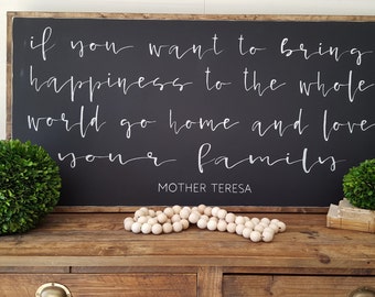 If You Want To Bring Happiness Framed Sign 2'x4'|Mother Teresa Quote|Inspirational|Handpainted|Wood Sign