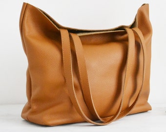 LARGE leather TOTE bag, Leather tote, Tote bag leather, Tote bag, Leather tote woman, Leather tote, Leather tote - ROME Bag - Tan Tote Bag