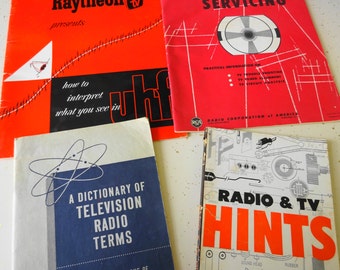 Vintage 1950's Television Repair TV Hints Dictionary Lot of Four Books