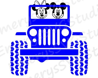 SVG DXF File for Mickey and Minnie in Jeep