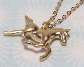 Gold plated horse necklace
