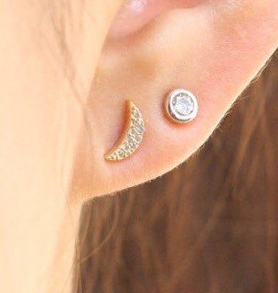 tiny moon earrings