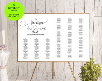 Wedding Seating Chart Template, Seating Chart Printable, Seating Board, Editable Seating Chart,PDF Instant Download, Editable Seating Poster